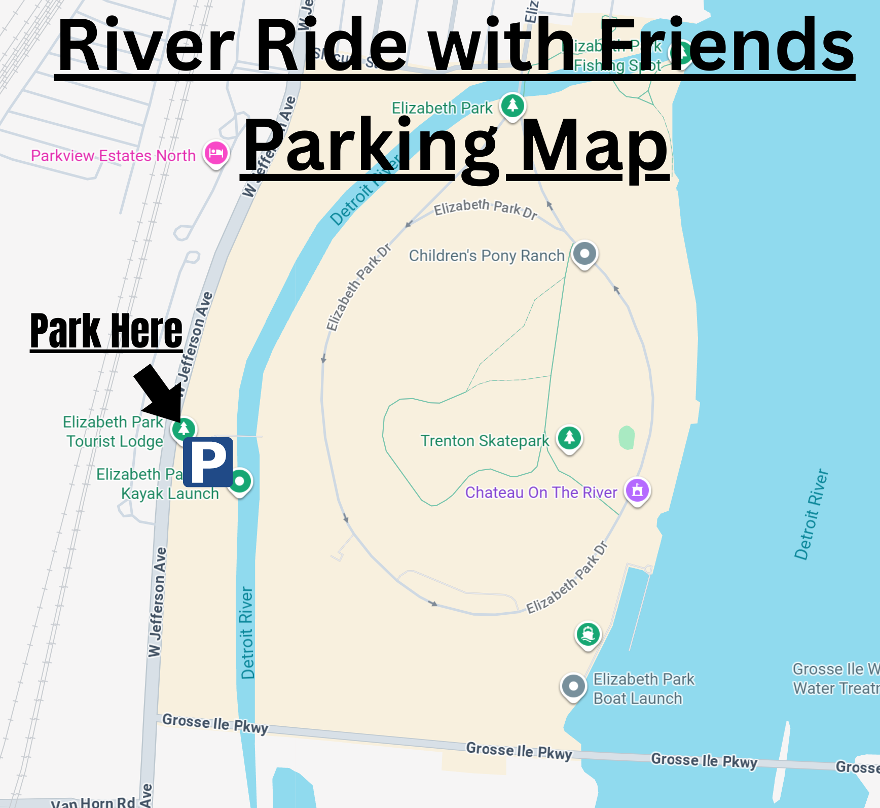 River Ride with Friends Parking Map